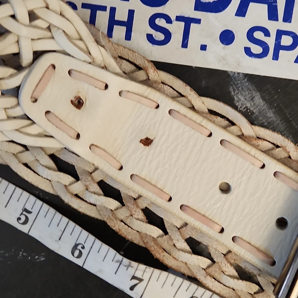 Large Leather Woven Buckle Belt